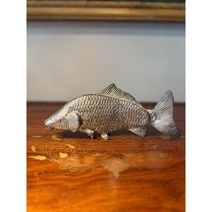 Vintage Silver Fish Decor - Coastal Metal Sculpture